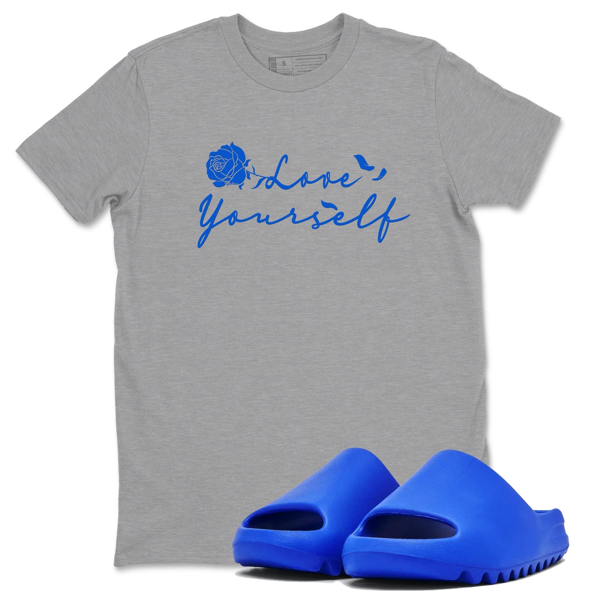 Love Yourself snkmatch Tees - Yeezy Slide Azure