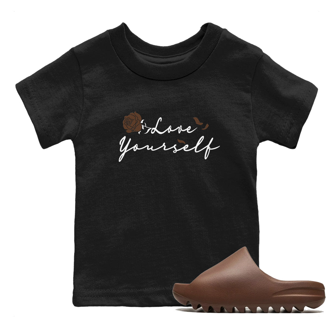 Love Yourself snkmatch Tees Kids - Yeezy Slide Flax