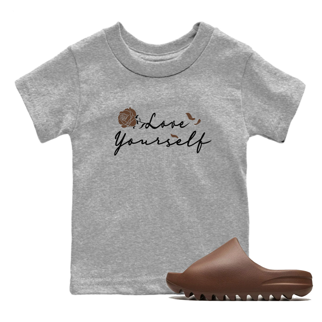 Love Yourself snkmatch Tees Kids - Yeezy Slide Flax