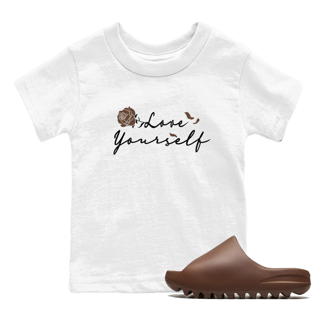 Love Yourself snkmatch Tees Kids - Yeezy Slide Flax