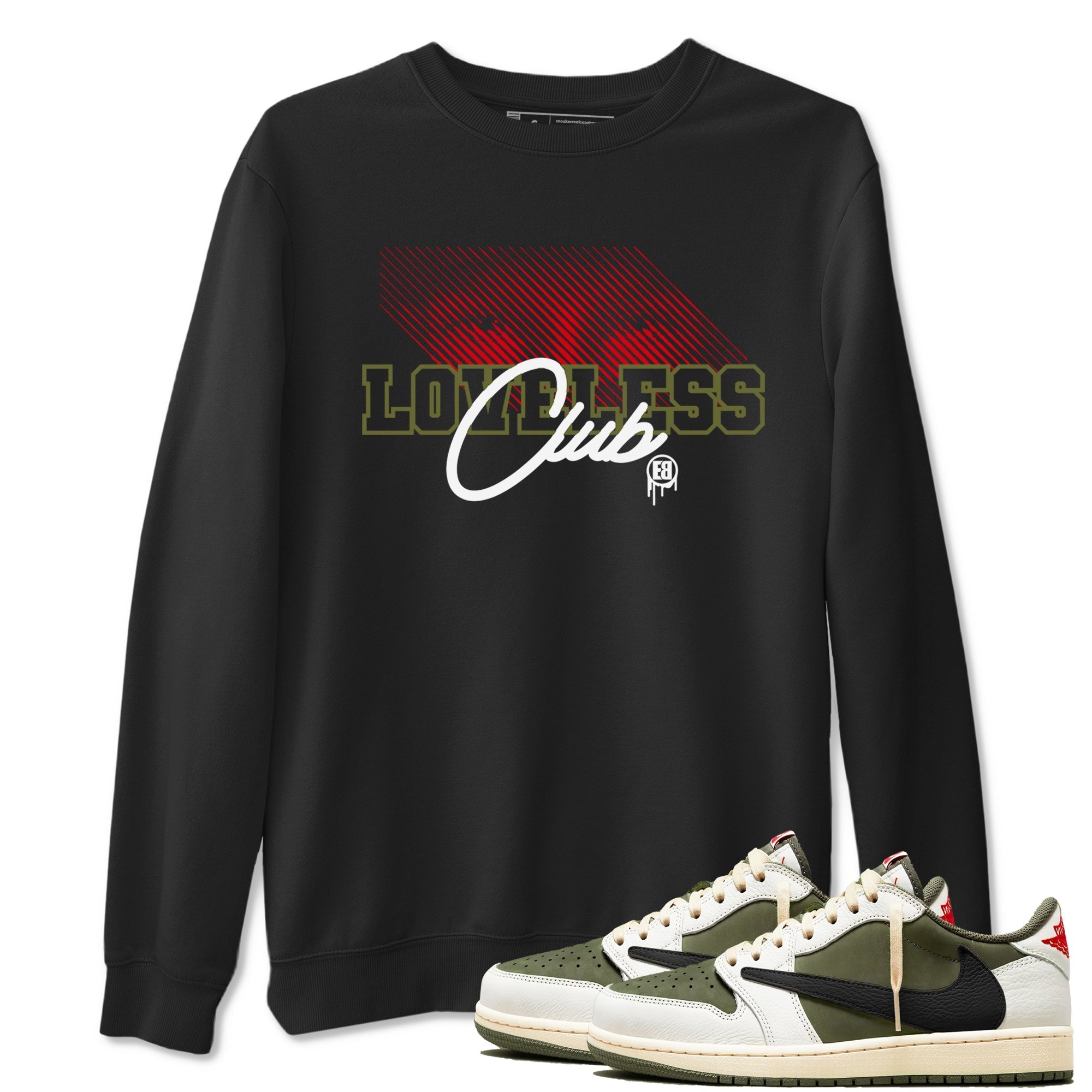 Loveless Club snkmatch Tees - Air Jordan 1 Travis Scott Medium Olive