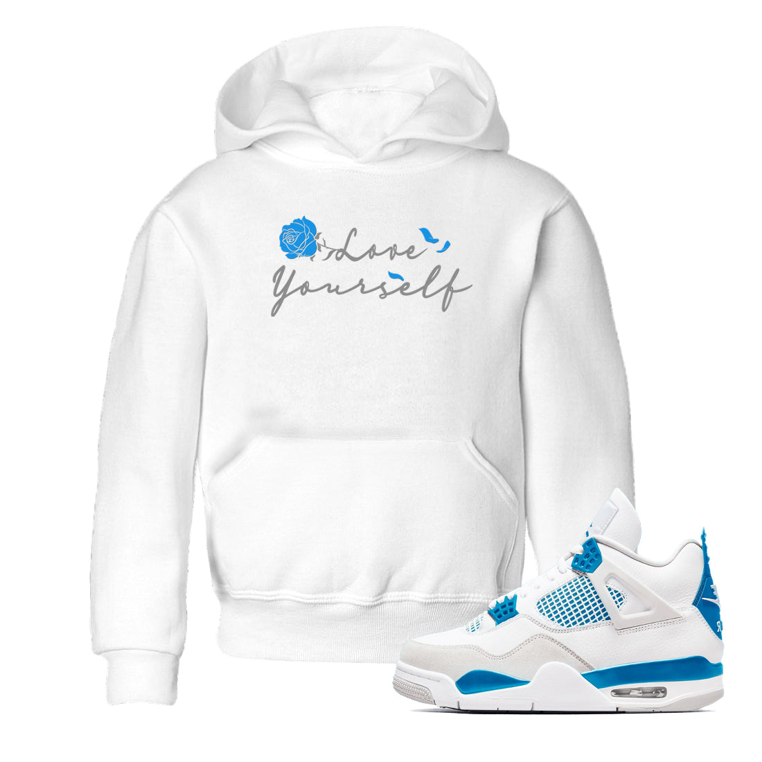 Love Yourself snkmatch Tees Kids - Air Jordan 4 Military Blue