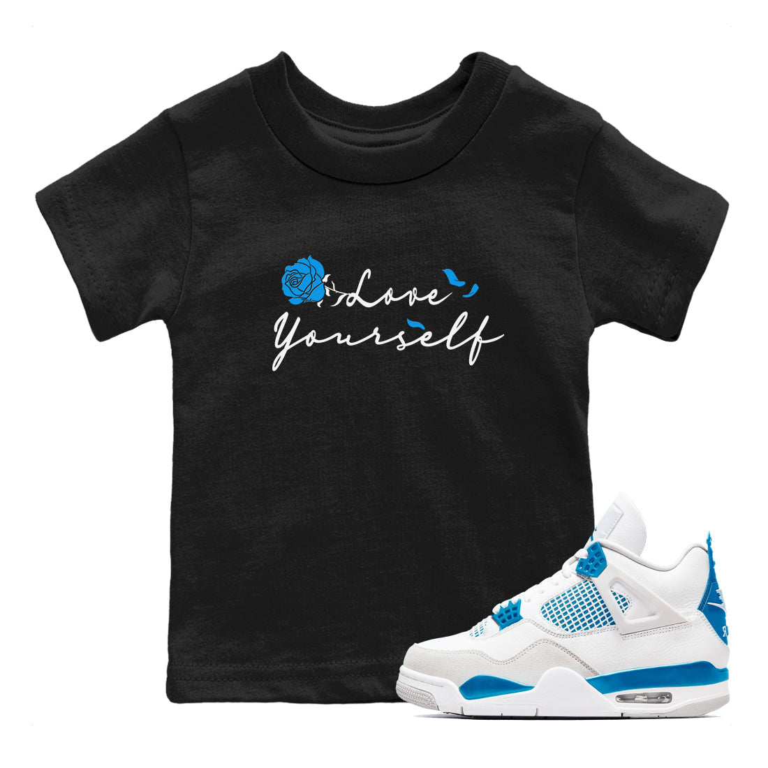 Love Yourself snkmatch Tees Kids - Air Jordan 4 Military Blue