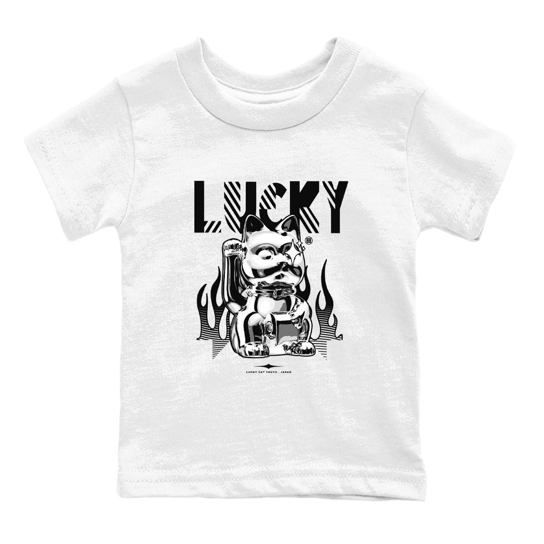Lucky Cat snkmatch Tees Kids - Air Jordan 4 White Thunder