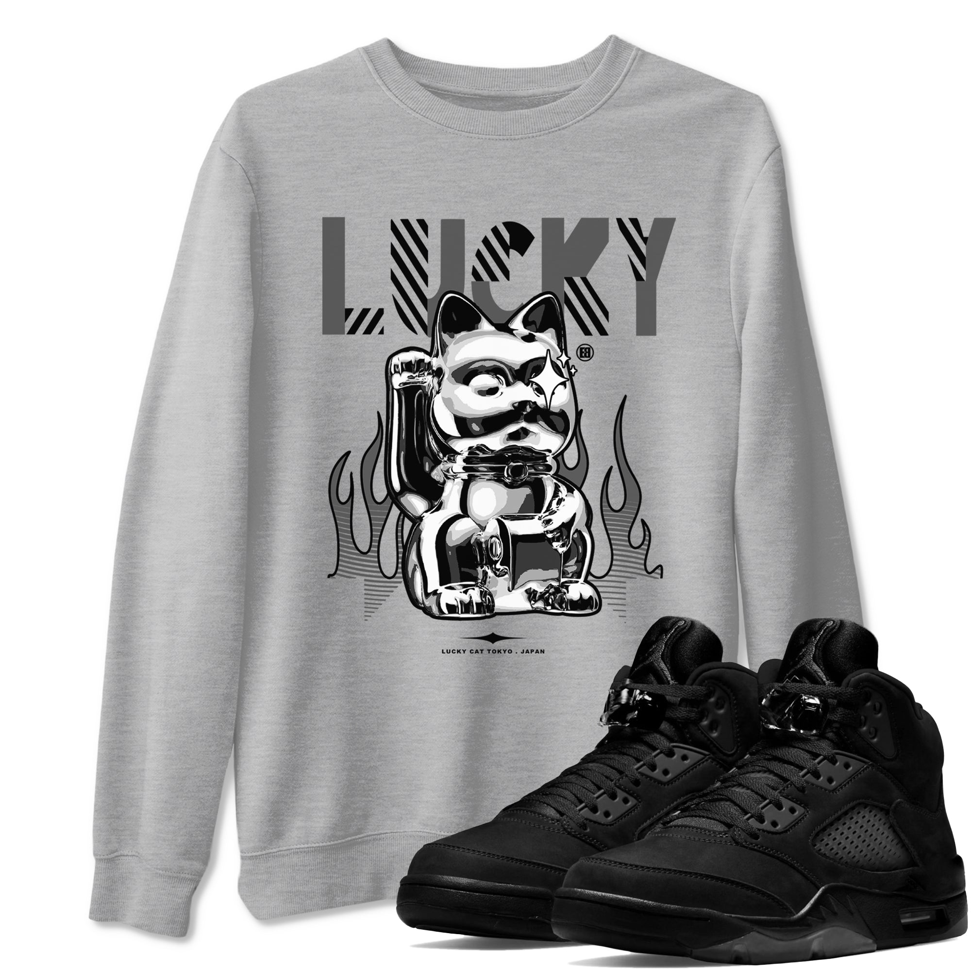 Lucky Cat snkmatch Tees - Air Jordan 5 Black Cat