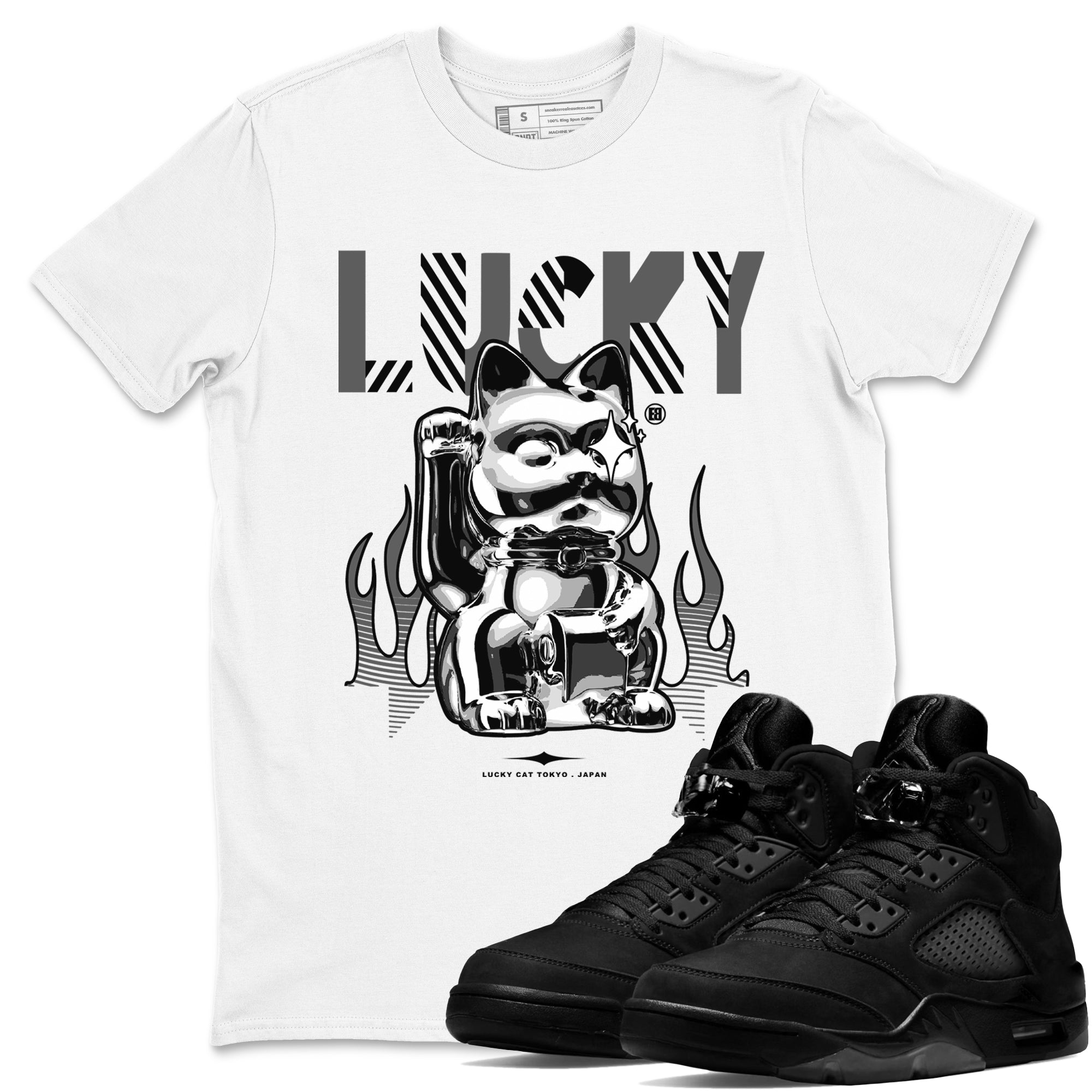 Lucky Cat snkmatch Tees - Air Jordan 5 Black Cat