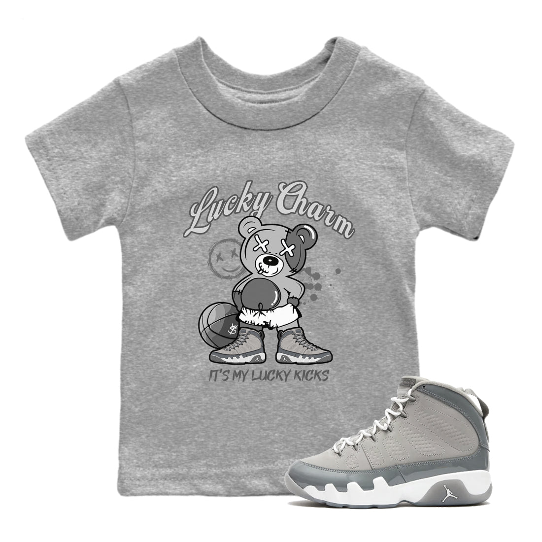 Lucky Charm snkmatch Tees Kids - Air Jordan 9 Cool Grey