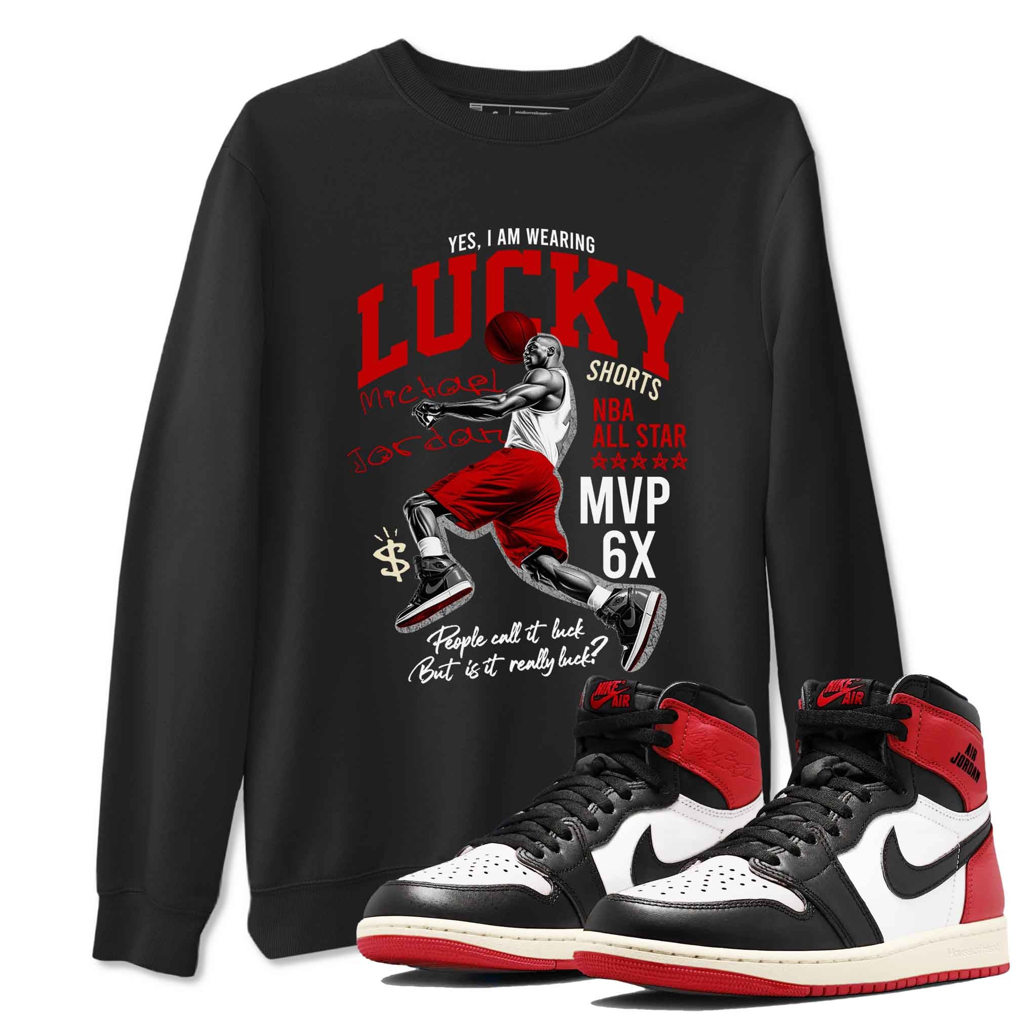 Lucky Player snkmatch Tees - Air Jordan 1 Black Toe