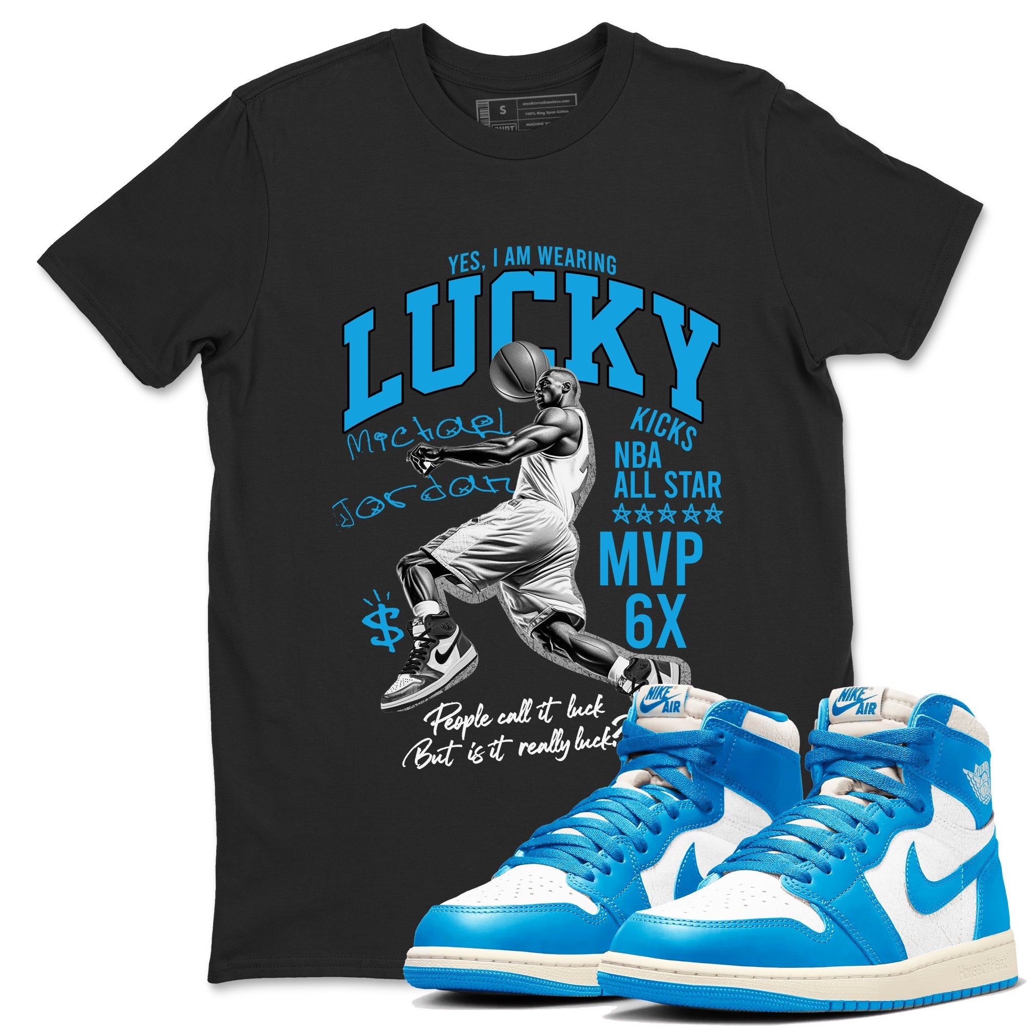 Lucky Player snkmatch Tees - Air Jordan 1 UNC Toe Reimagined