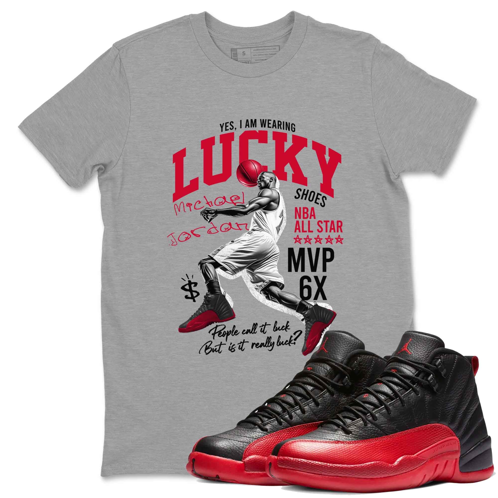Lucky Player snkmatch Tees - Air Jordan 12 Flu Game