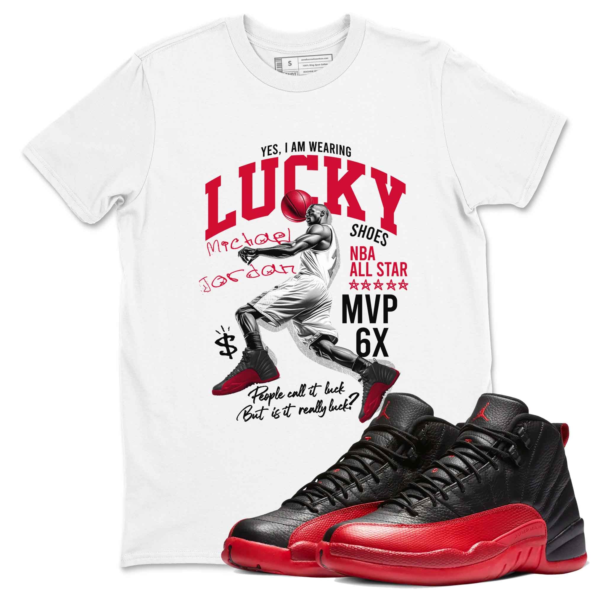 Lucky Player snkmatch Tees - Air Jordan 12 Flu Game