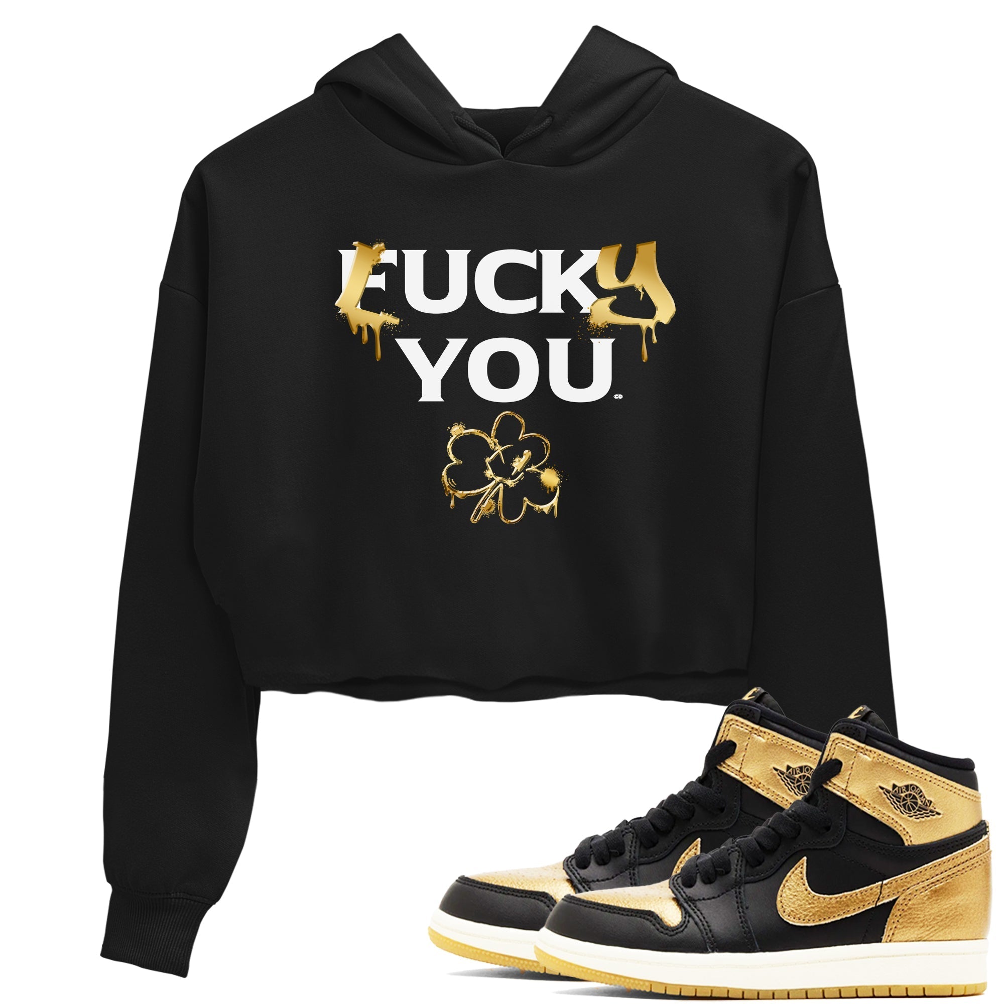 Lucky You snkmatch Women's Top - Air Jordan 1 Black Metallic Gold
