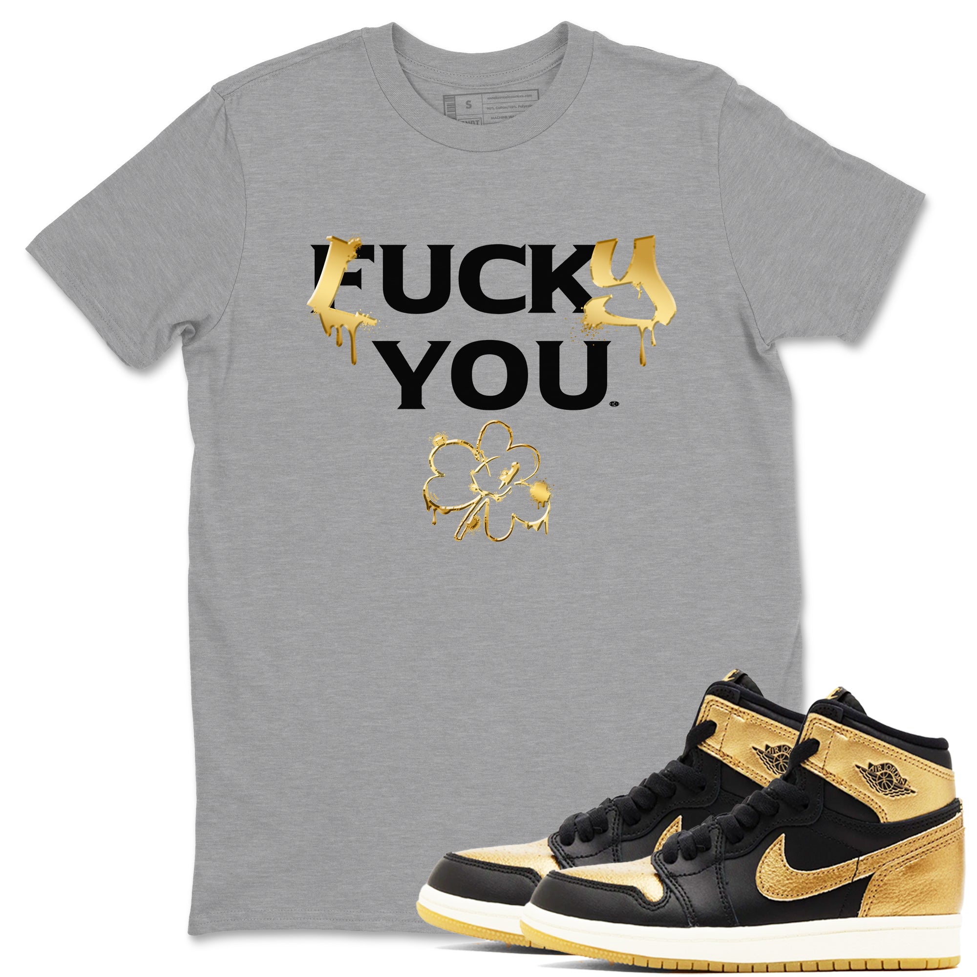 Lucky You snkmatch Tees - Air Jordan 1 Black Metallic Gold