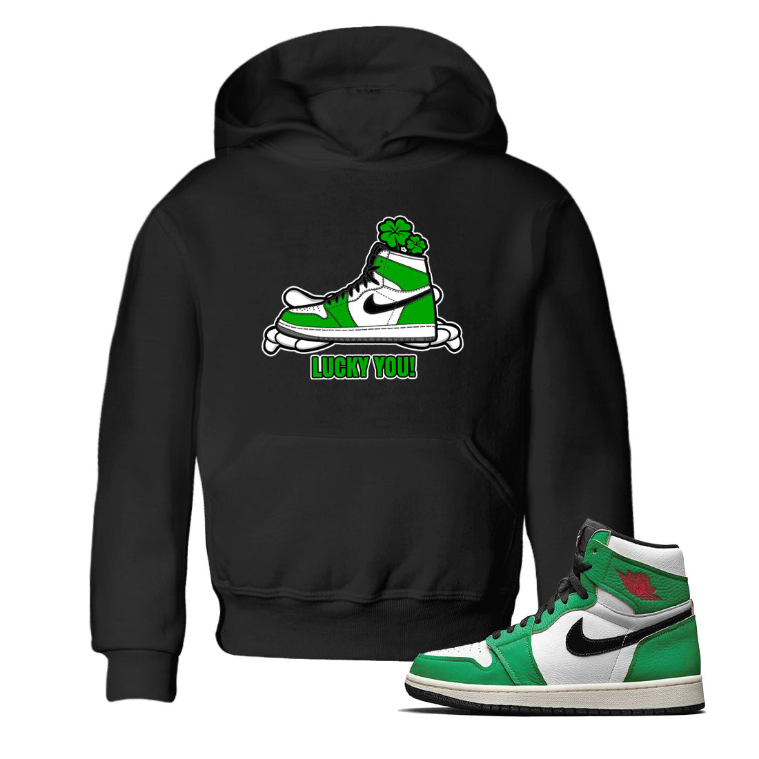 Lucky You snkmatch Tee Kids - Air Jordan 1 Lucky Green