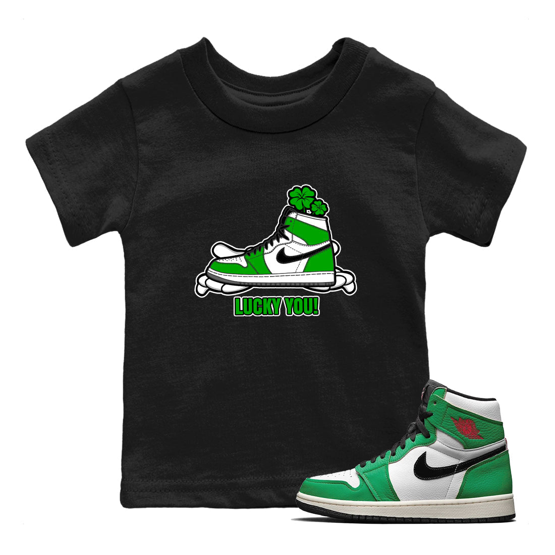 Lucky You snkmatch Tee Kids - Air Jordan 1 Lucky Green
