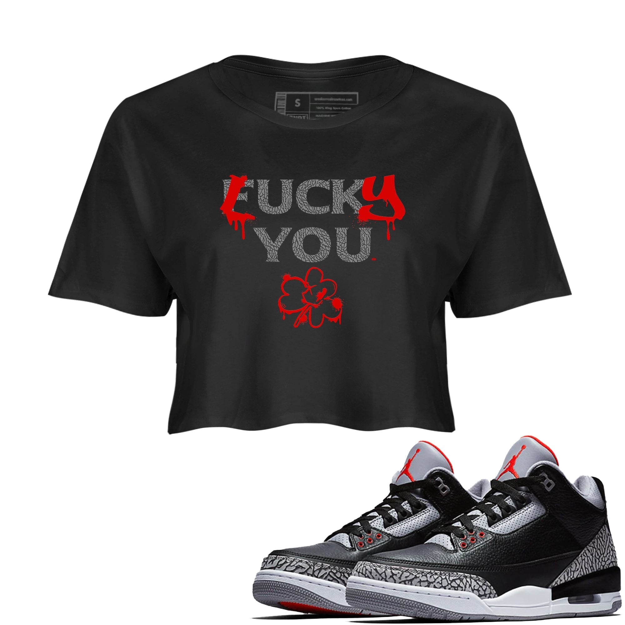 Lucky You snkmatch Women's Top - Air Jordan 3 Black Cement
