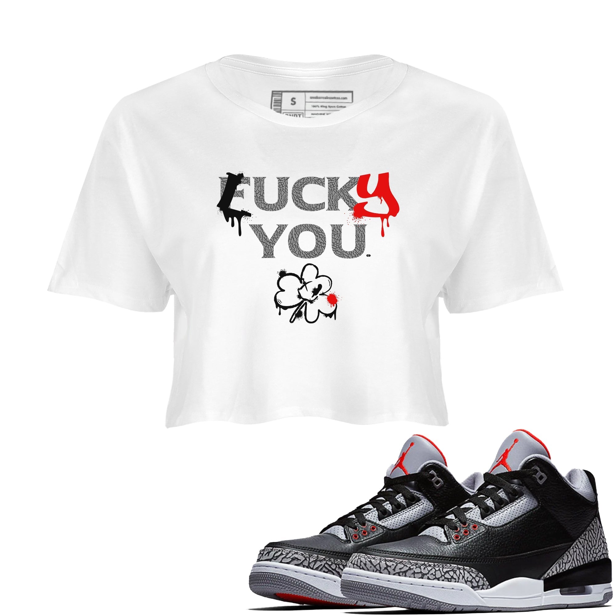 Lucky You snkmatch Women's Top - Air Jordan 3 Black Cement