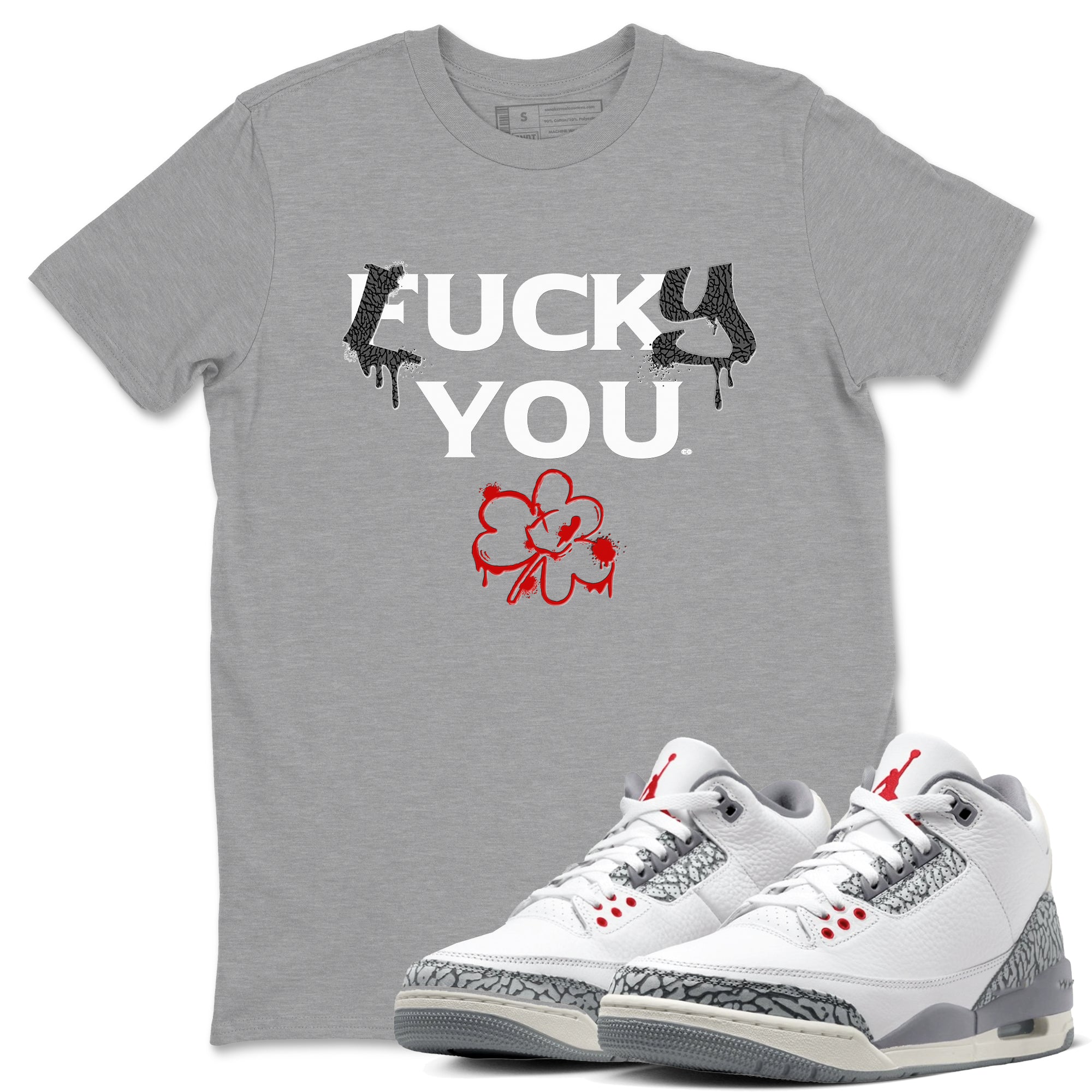 Lucky You snkmatch Tees - Air Jordan 3 Cement Grey