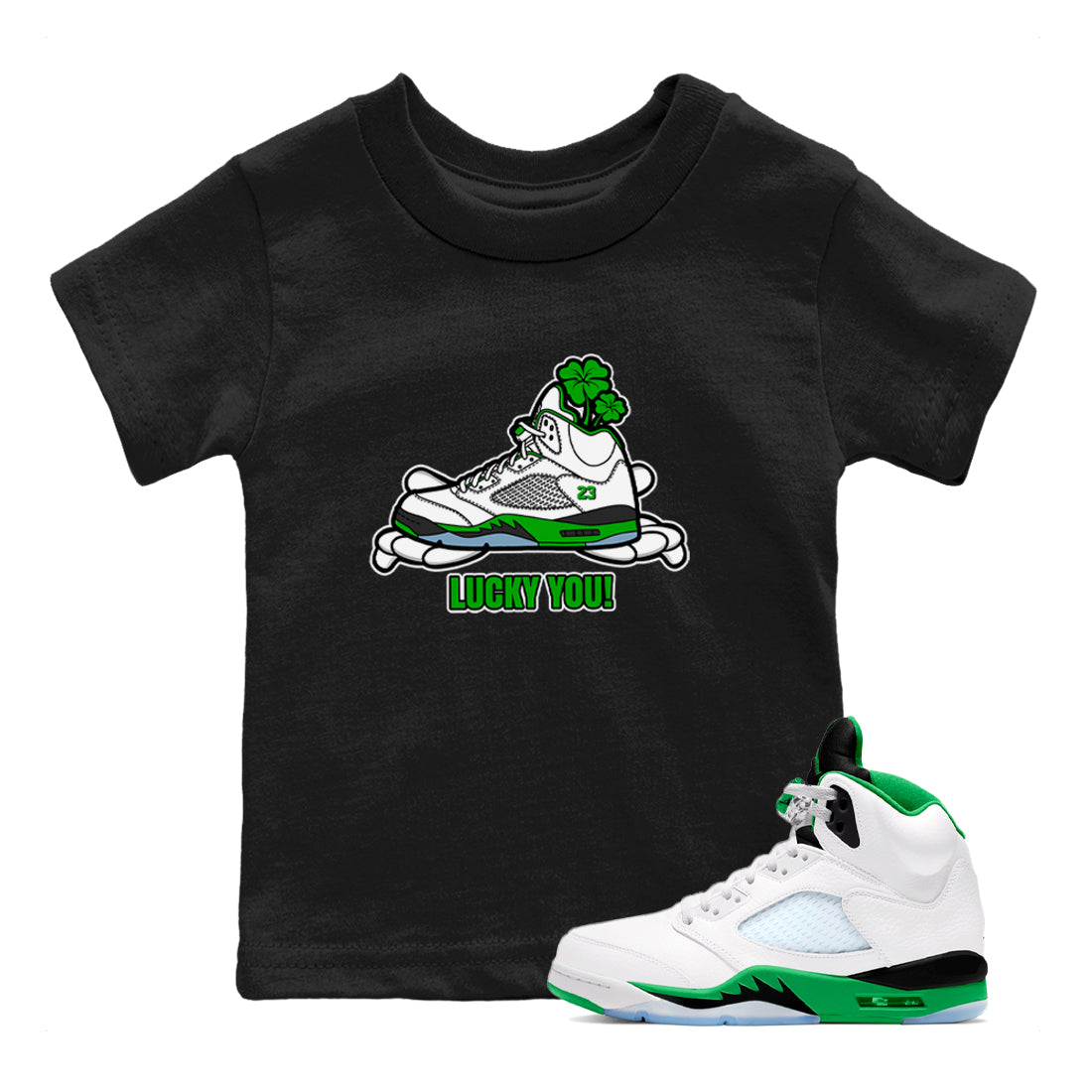 Lucky You snkmatch Tee Kids - Air Jordan 5 Lucky Green