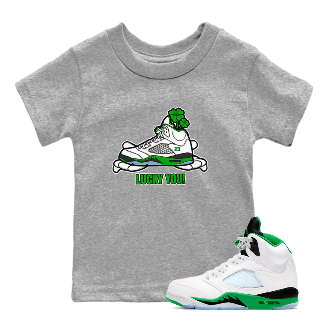 Lucky You snkmatch Tee Kids - Air Jordan 5 Lucky Green