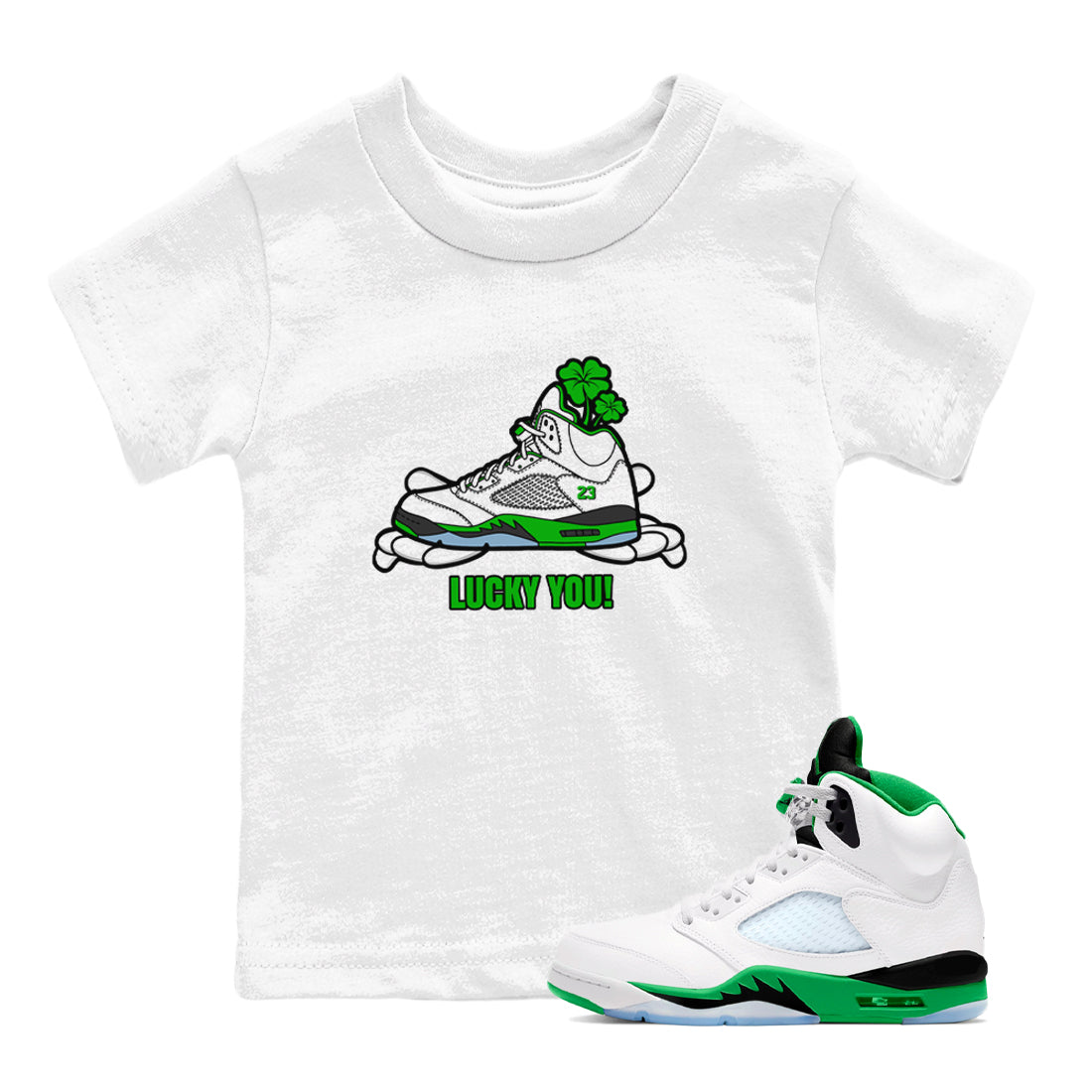 Lucky You snkmatch Tee Kids - Air Jordan 5 Lucky Green