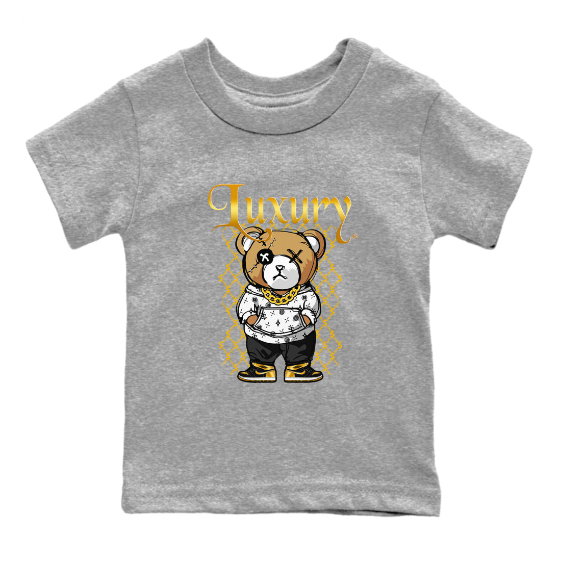 Luxury Bear snkmatch Tees Kids - Air Jordan 1 Black Metallic Gold
