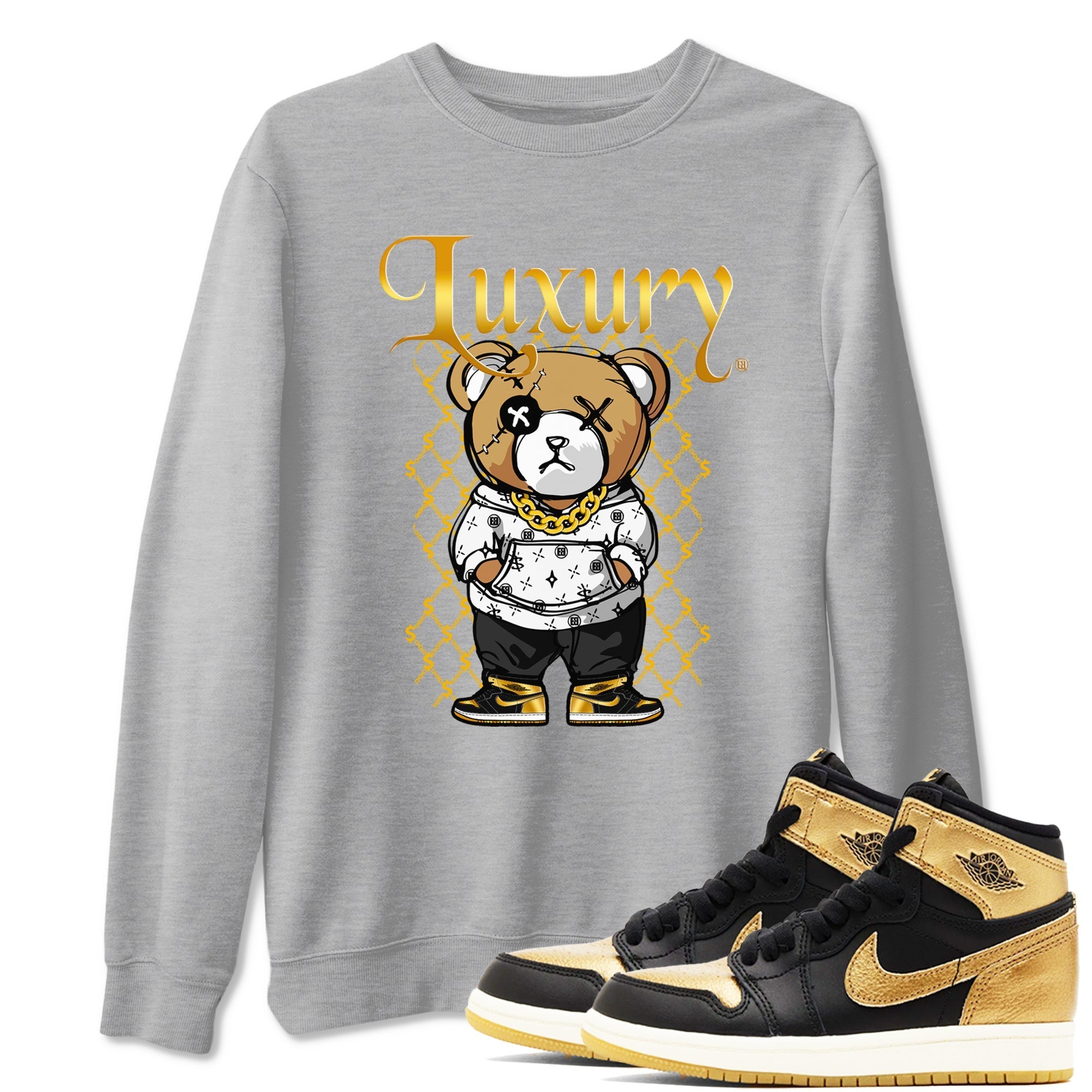 Luxury Bear snkmatch Tees - Air Jordan 1 Black Metallic Gold