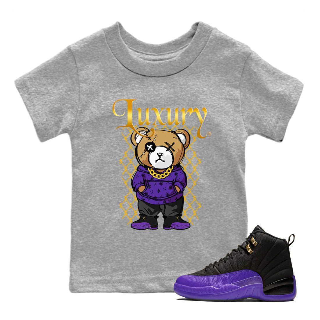 Luxury Bear snkmatch Tee Kids - Air Jordan 12 Field Purple