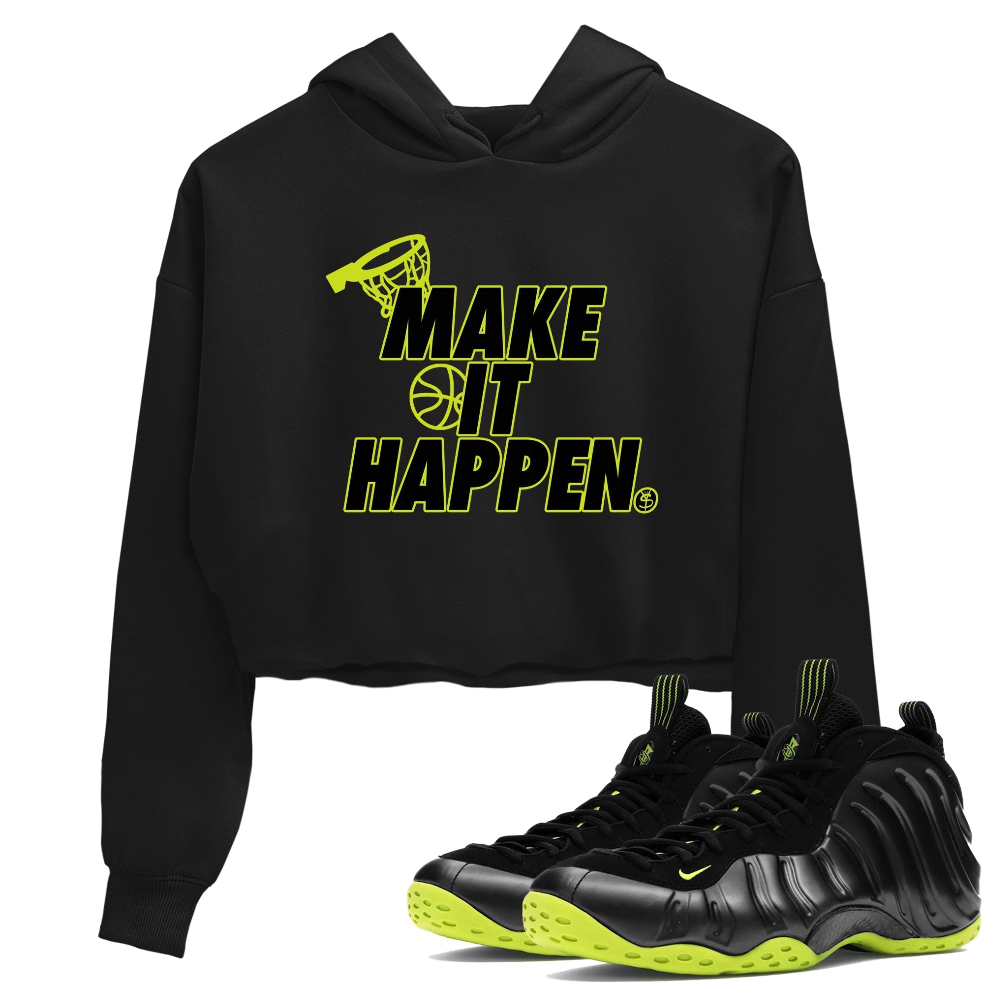 Make It Happen snkmatch Women's Top - Air Foamposite One Black Volt