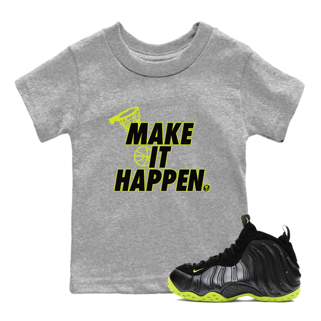 Make It Happen snkmatch Tees Kids - Air Foamposite One Black Volt