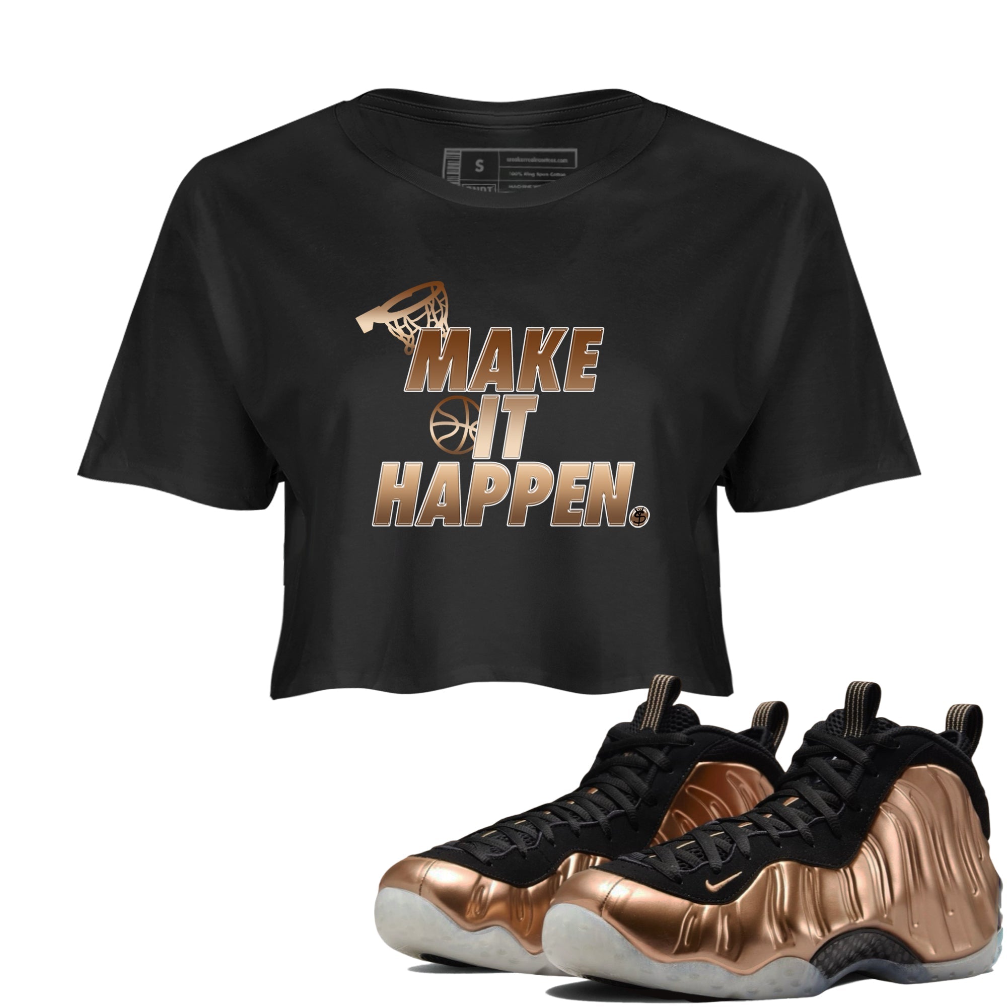 Make It Happen snkmatch Women's Top - Air Foamposite One Metallic Copper
