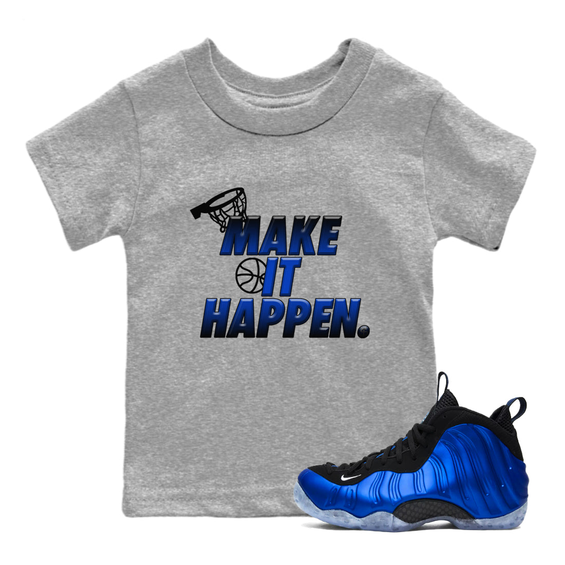 Make It Happen snkmatch Tees Kids - Air Foamposite One Royal