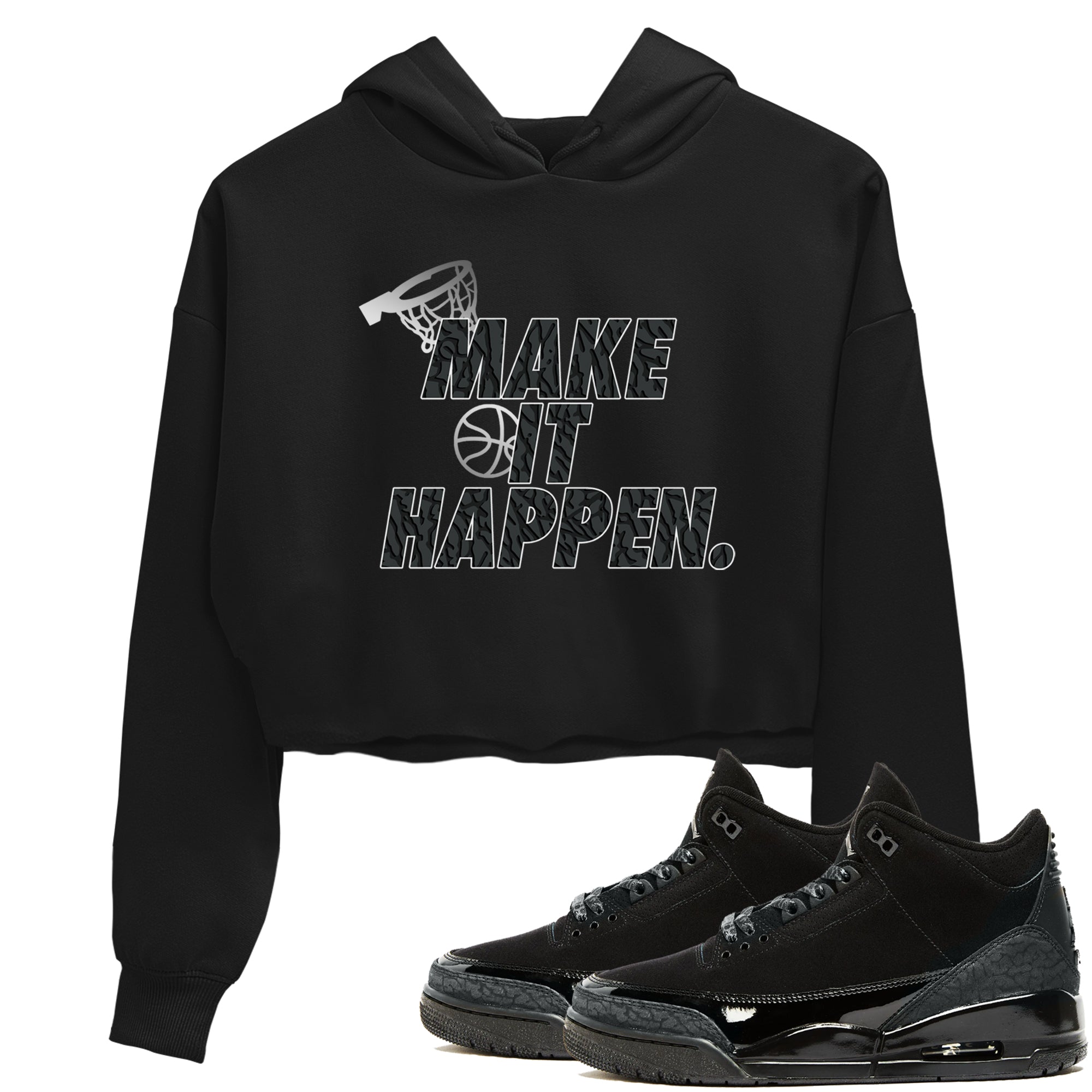 Make It Happen snkmatch Women's Top - Air Jordan 3 Black Cat