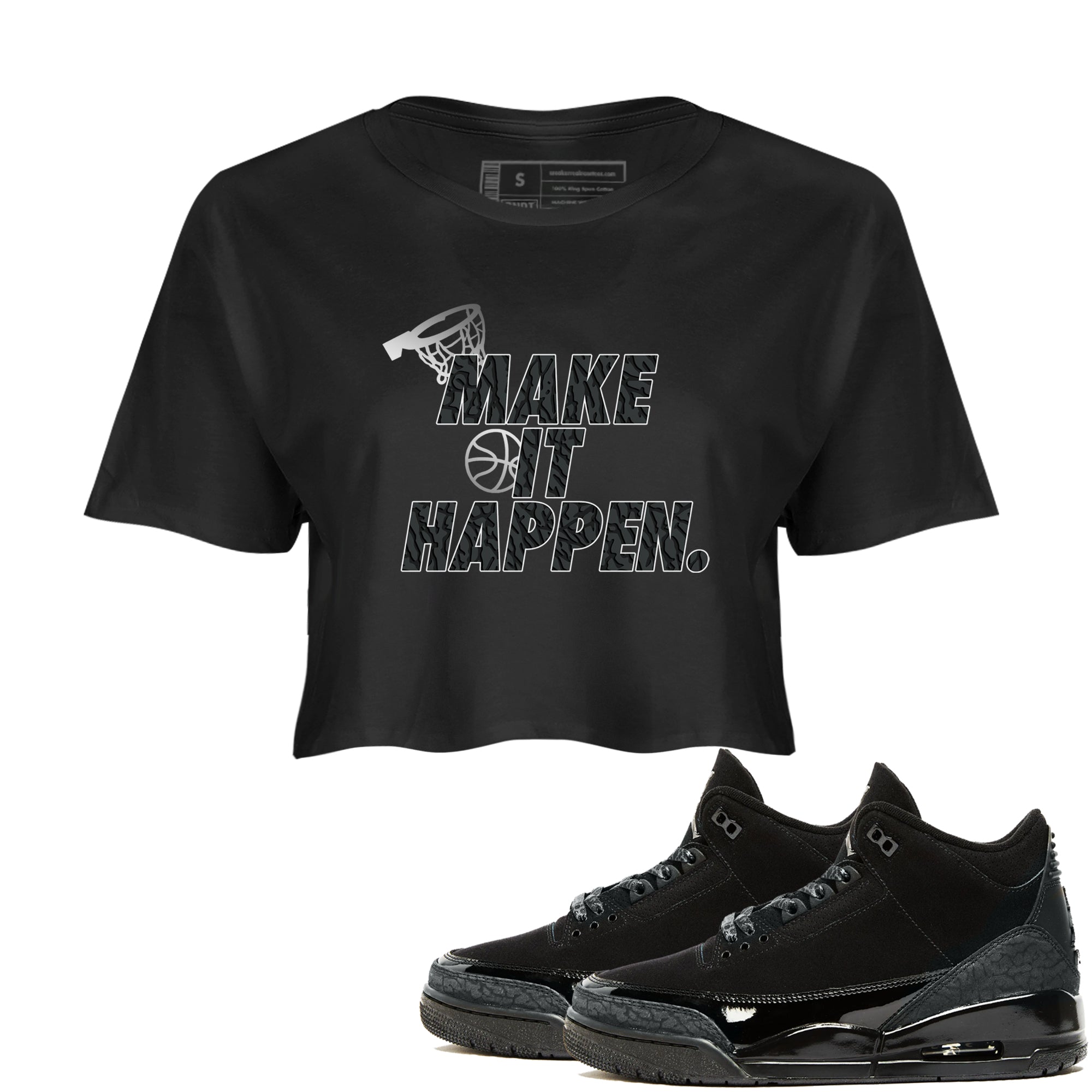Make It Happen snkmatch Women's Top - Air Jordan 3 Black Cat