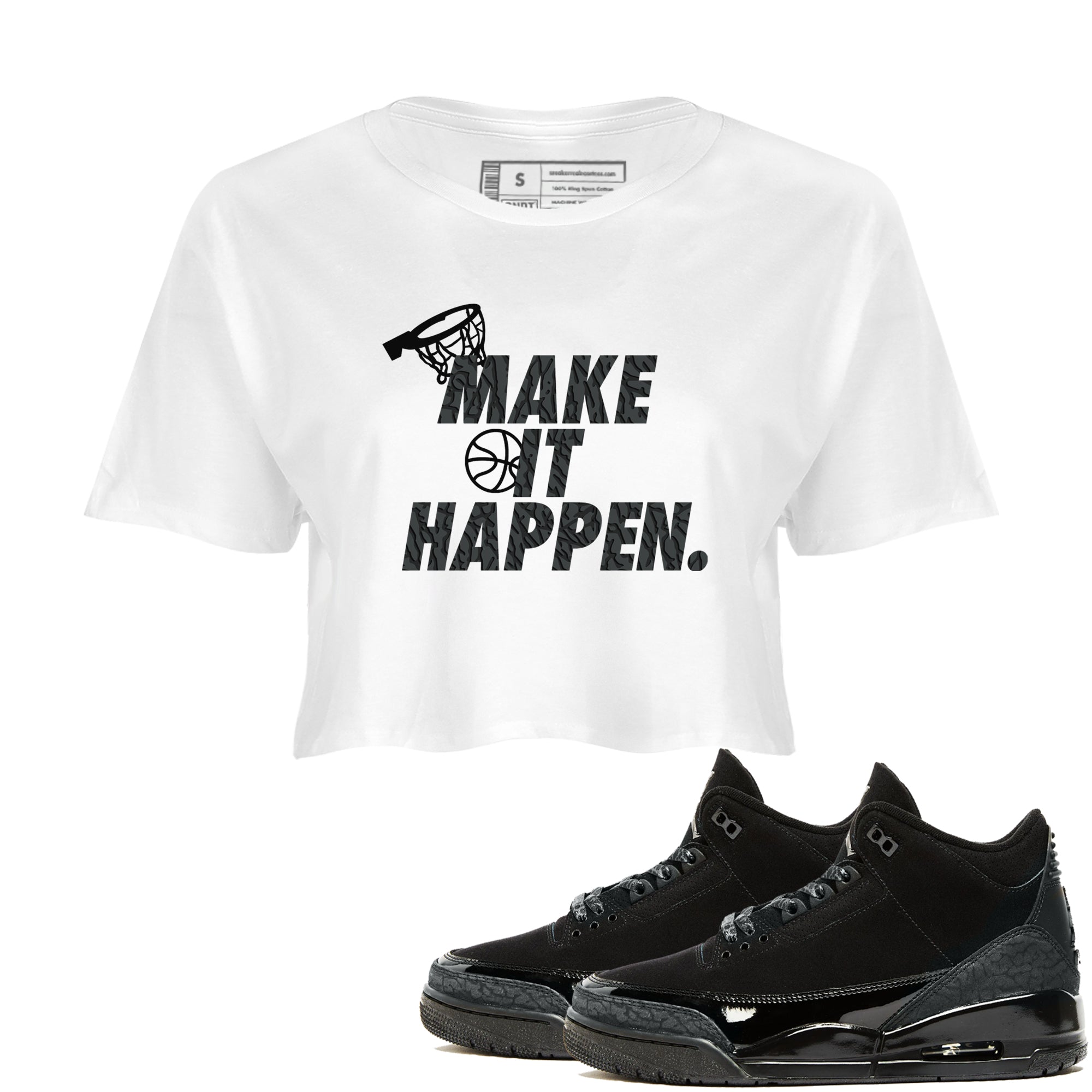 Make It Happen snkmatch Women's Top - Air Jordan 3 Black Cat