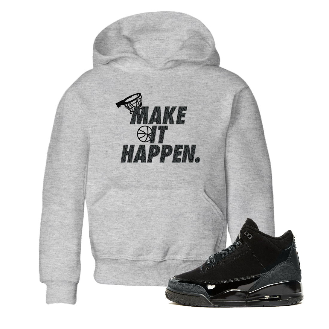 Make It Happen snkmatch Tees Kids - Air Jordan 3 Black Cat