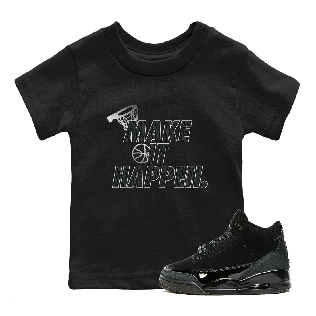 Make It Happen snkmatch Tees Kids - Air Jordan 3 Black Cat