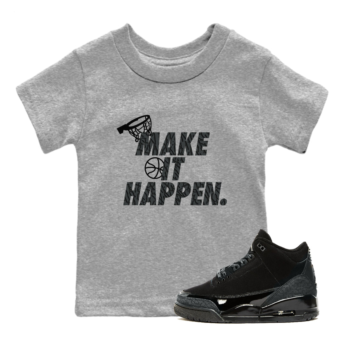 Make It Happen snkmatch Tees Kids - Air Jordan 3 Black Cat