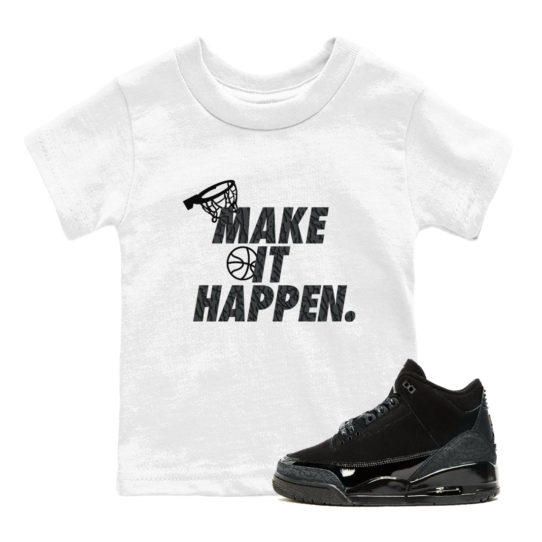 Make It Happen snkmatch Tees Kids - Air Jordan 3 Black Cat