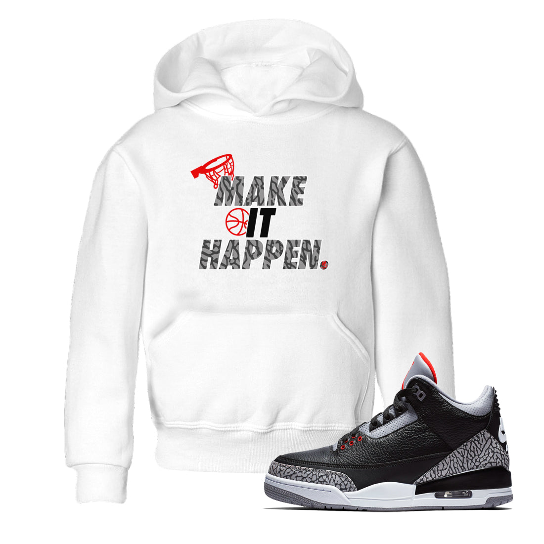Make It Happen snkmatch Tees Kids - Air Jordan 3 Black Cement