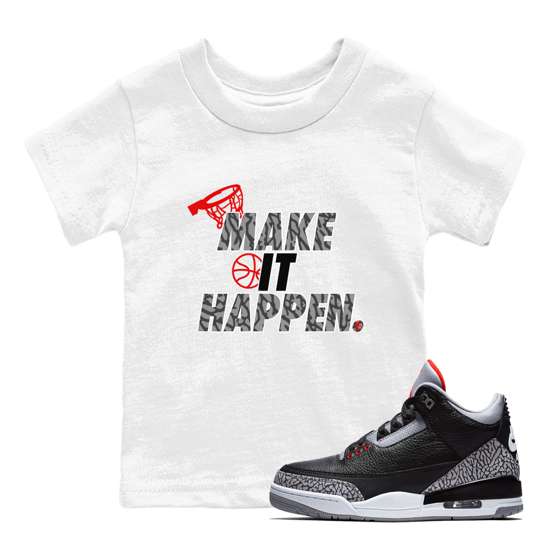 Make It Happen snkmatch Tees Kids - Air Jordan 3 Black Cement