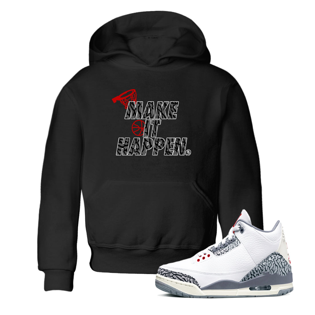 Make It Happen snkmatch Tees Kids - Air Jordan 3 Cement Grey