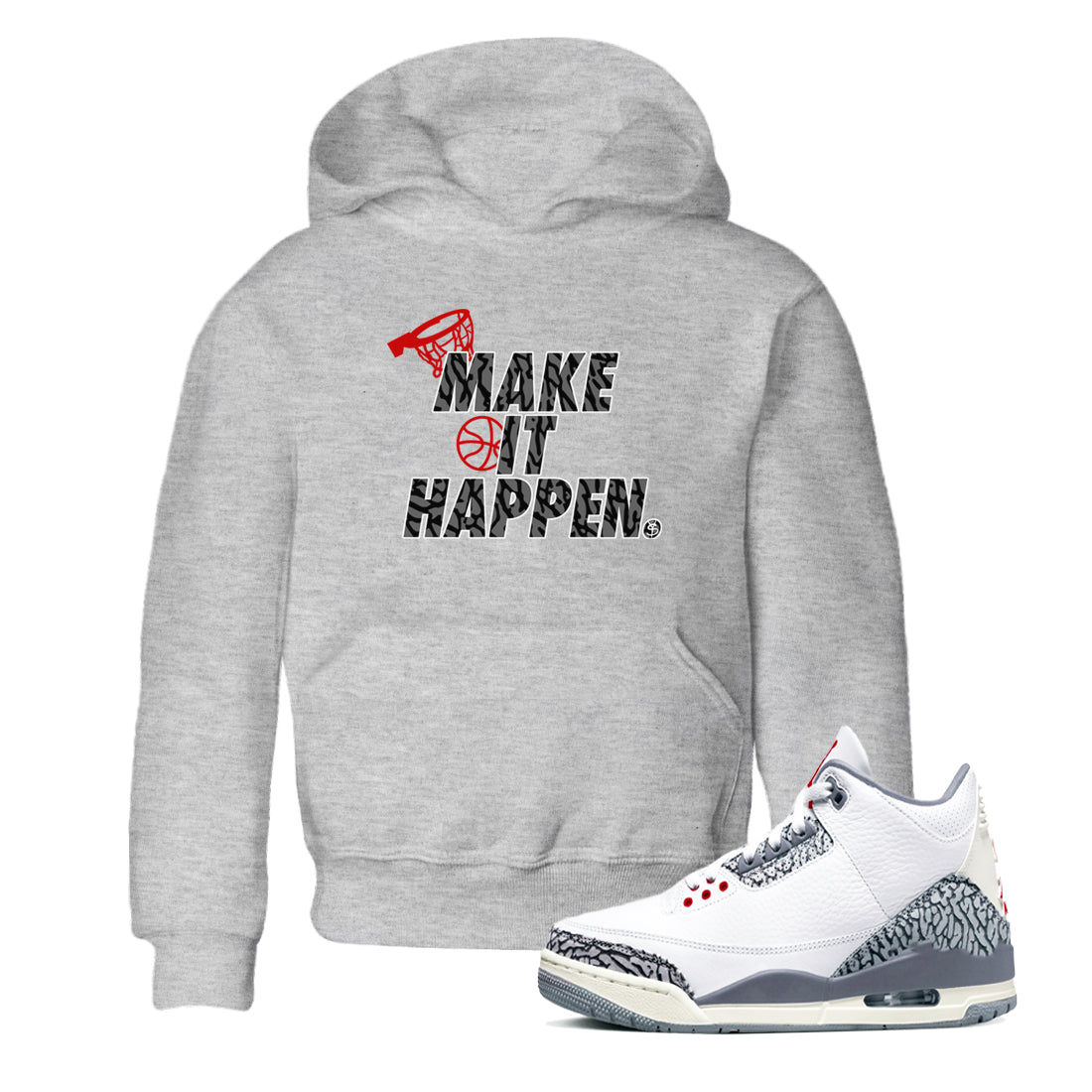 Make It Happen snkmatch Tees Kids - Air Jordan 3 Cement Grey