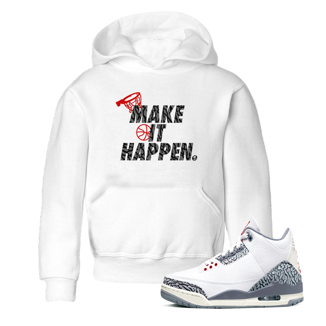 Make It Happen snkmatch Tees Kids - Air Jordan 3 Cement Grey