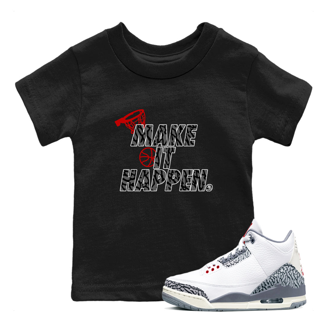Make It Happen snkmatch Tees Kids - Air Jordan 3 Cement Grey