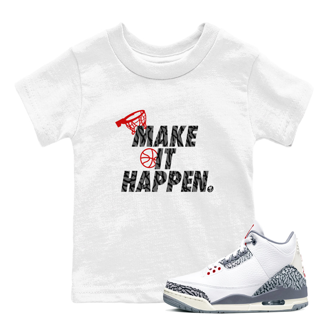 Make It Happen snkmatch Tees Kids - Air Jordan 3 Cement Grey