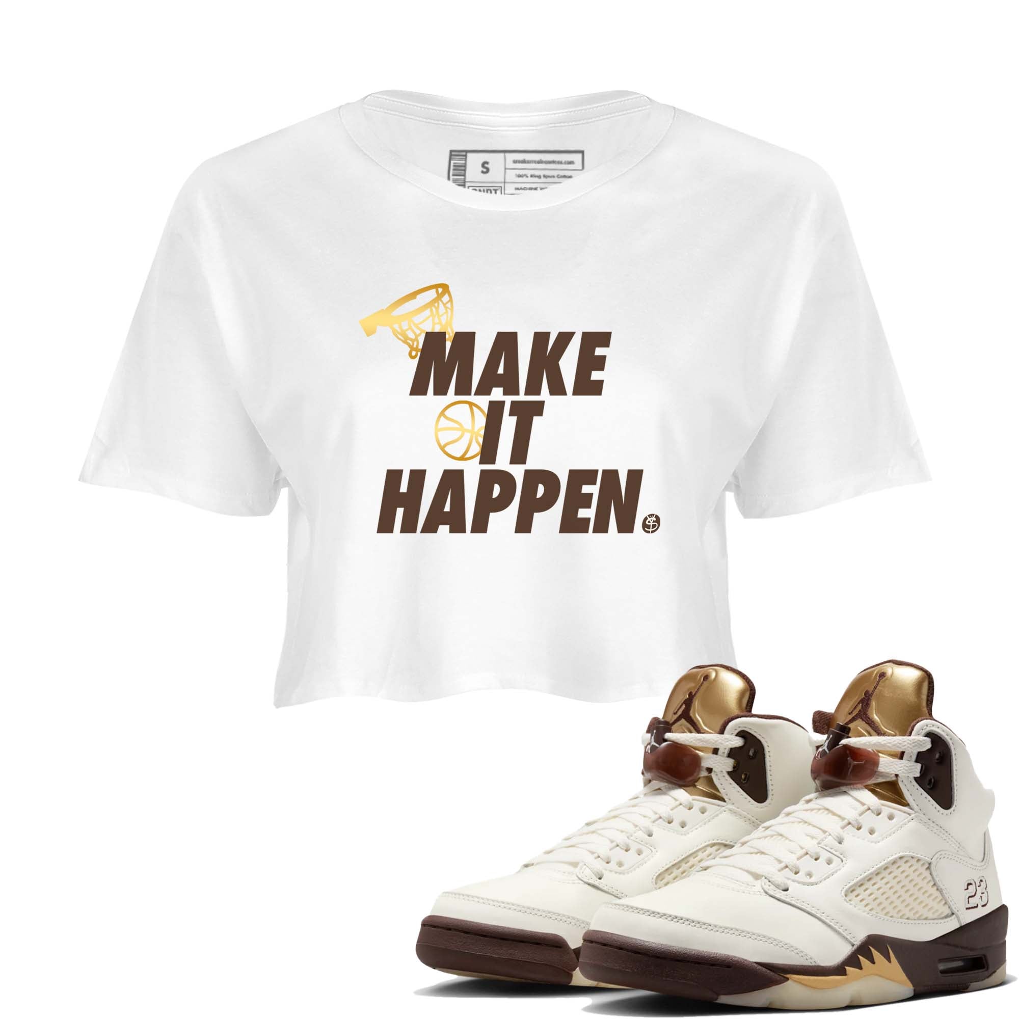 Make It Happen snkmatch Women's Top - Air Jordan 5 Golden Ticket