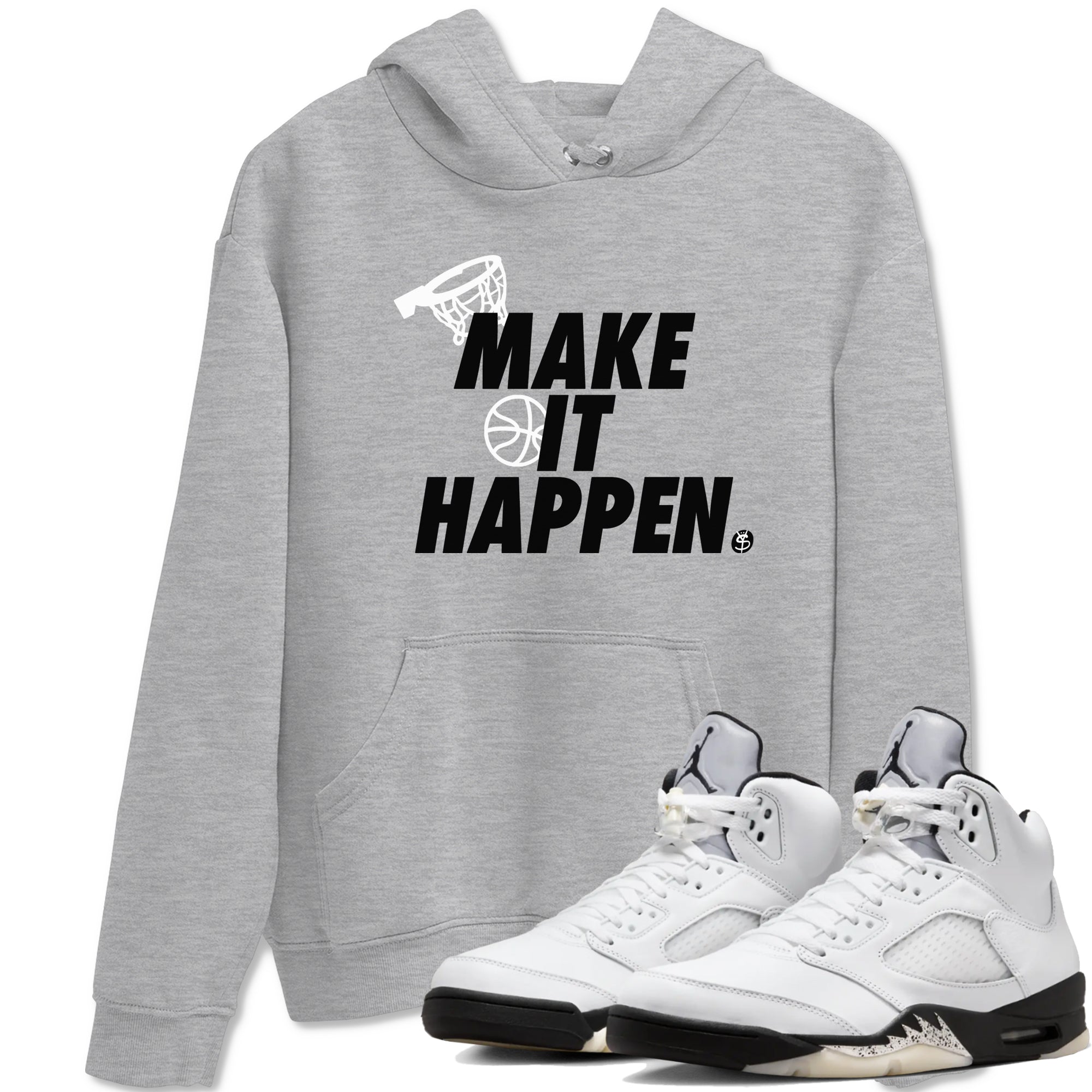Make It Happen snkmatch Tees - Air Jordan 5 White Black