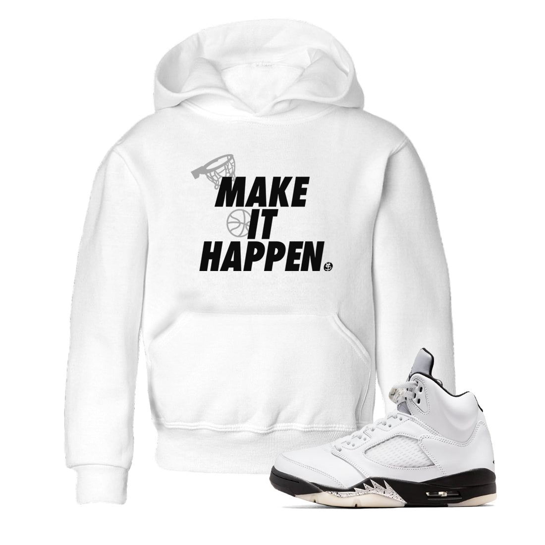Make It Happen snkmatch Tees Kids - Air Jordan 5 White Black