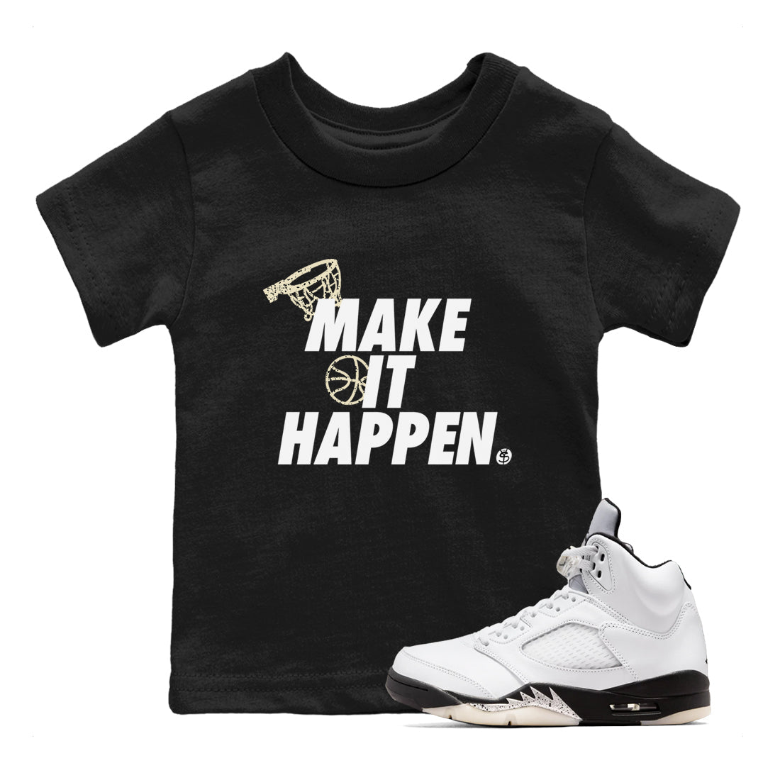 Make It Happen snkmatch Tees Kids - Air Jordan 5 White Black